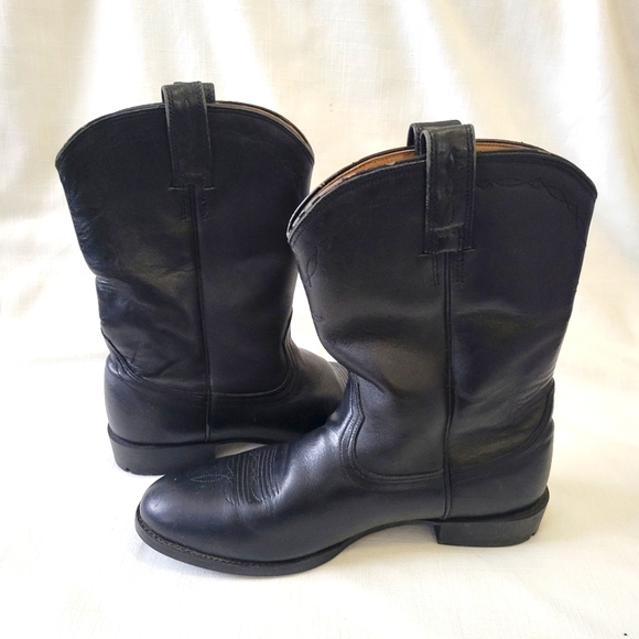 Mens Ariat Heritage Black Leather Roper Boots Size 8.5B - Picture 11 of 16